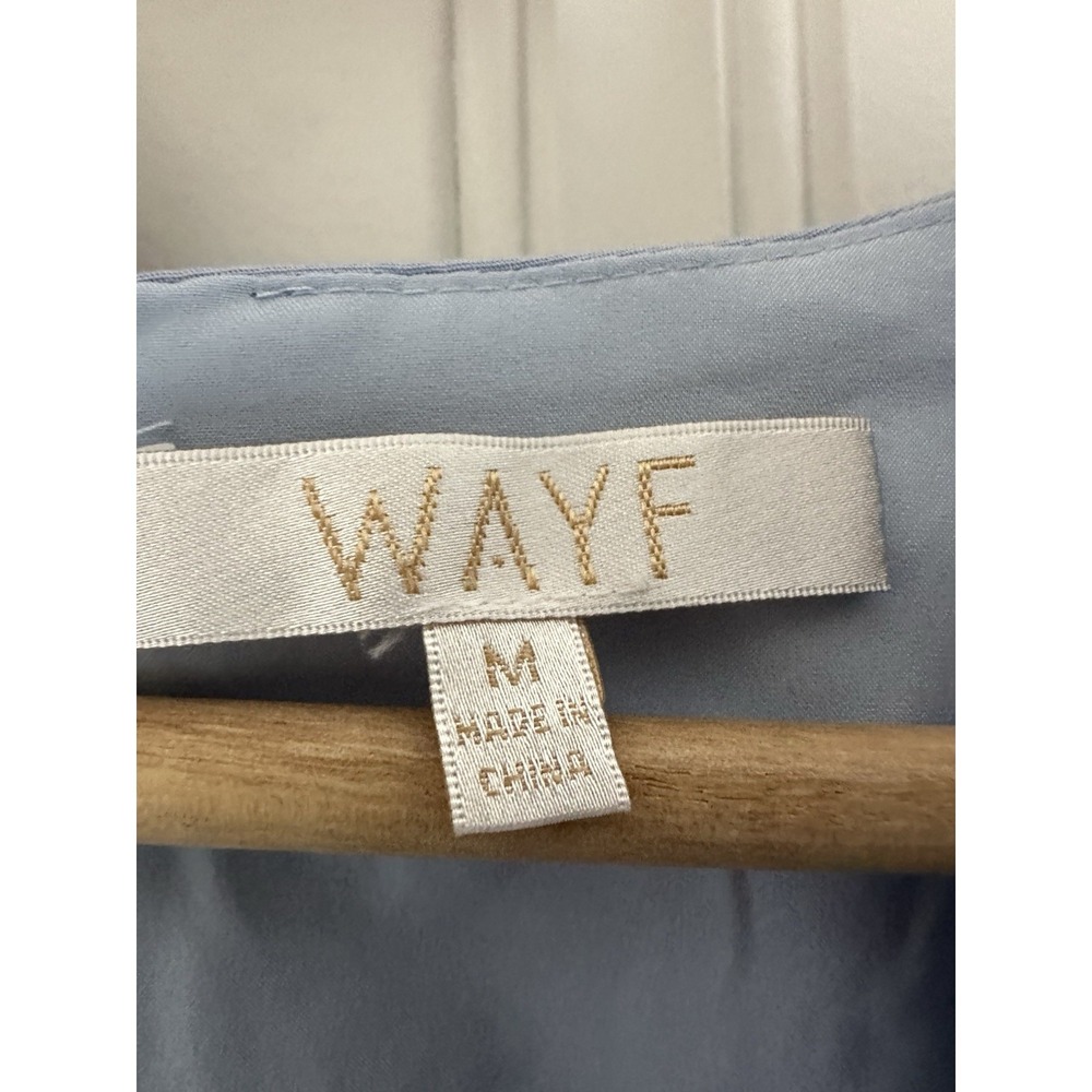 WAYF‎ Women Blue Puff Sleeve Bow Open Back Midi Dress Size M Cottagecore - Picture 4 of 8